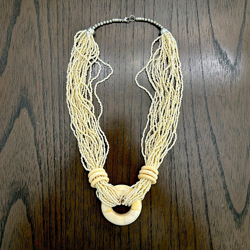 ✋Bohemian Bone and Glass Seed Bead Necklace
